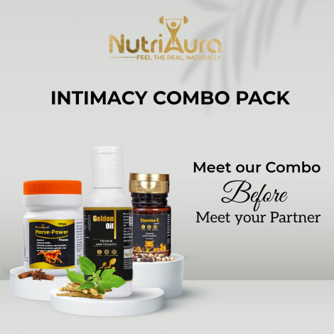 Combo Packs of Stamina X Capsules + Golden Oil for Men + Horse Power Powder